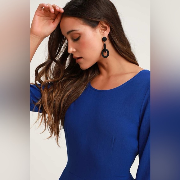 Lulus Royal Blue Wide-Leg 3/4 Sleeve Jumpsuit NWT Size Small Glam Squad - Picture 2 of 15